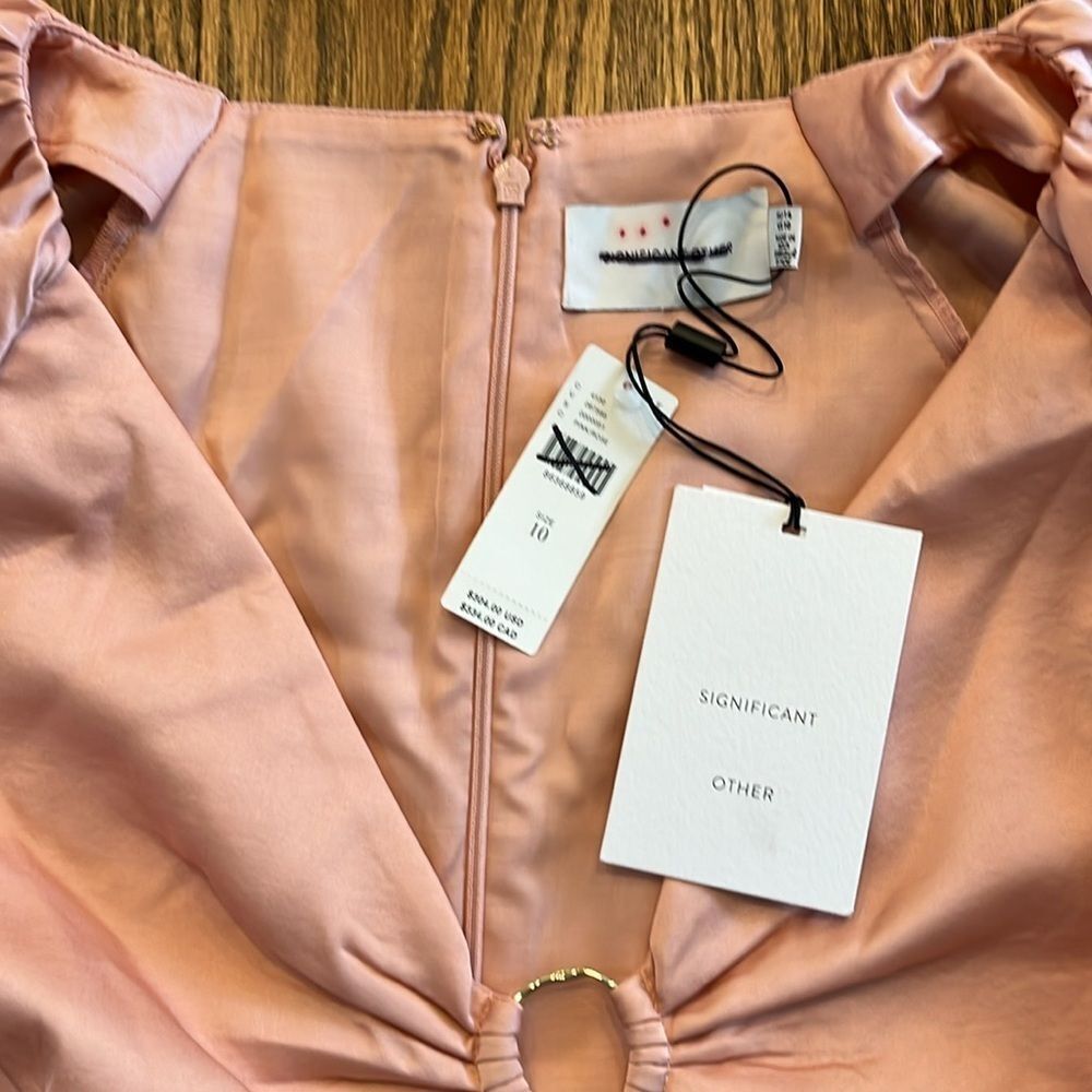 Significant Other size 10 $304 Long-Sleeve V-Neck Cutout Printed Mini Dress - Picture 10 of 12